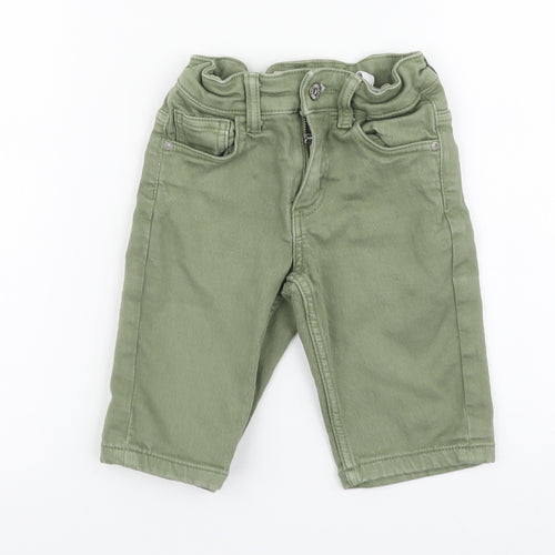 Denim & Co. Boys Green Cotton Bermuda Shorts Size 6-7 Years Regular Zip