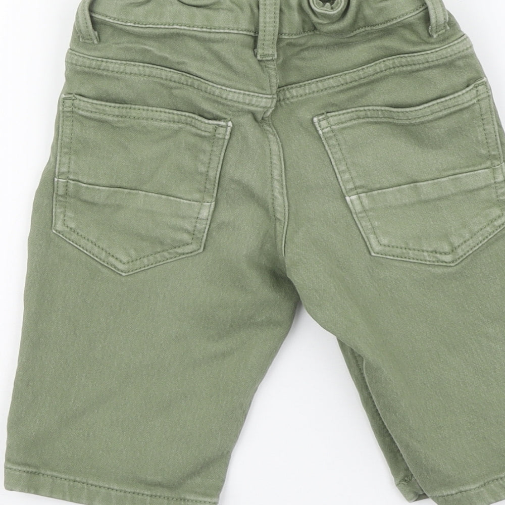 Denim & Co. Boys Green Cotton Bermuda Shorts Size 6-7 Years Regular Zip