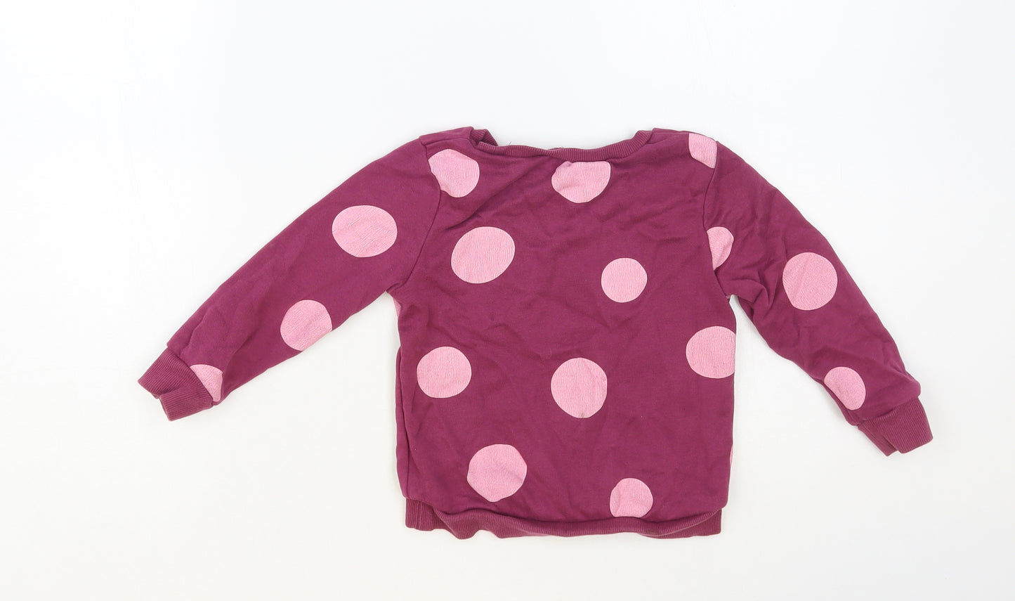 Dunnes Stores Girls Purple Polka Dot Cotton Pullover Sweatshirt Size 2-3 Years Pullover - Always Happy