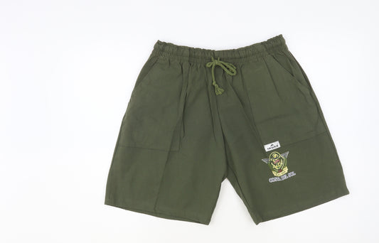 Iruka Mens Green Cotton Bermuda Shorts Size M L8 in Regular Drawstring - Costa Del Sol