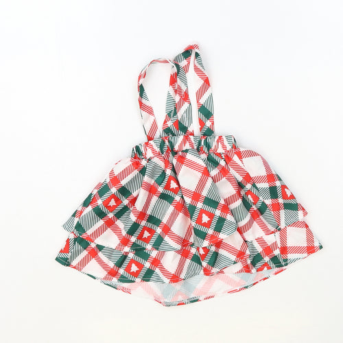 SheIn Baby Multicoloured Plaid Polyester Skater Skirt Size 3-6 Months Button - Braces, Christmas Tree