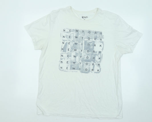 ACW 85 Mens White Cotton T-Shirt Size XL Round Neck - New York