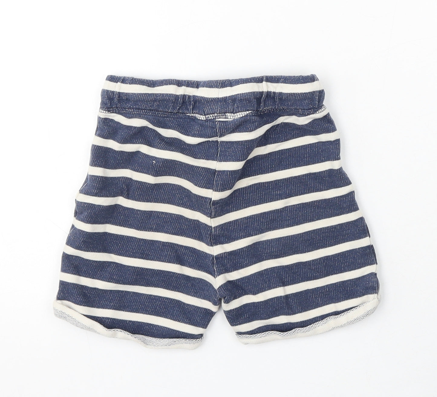 NEXT Boys Blue Striped Cotton Sweat Shorts Size 2-3 Years Regular Drawstring