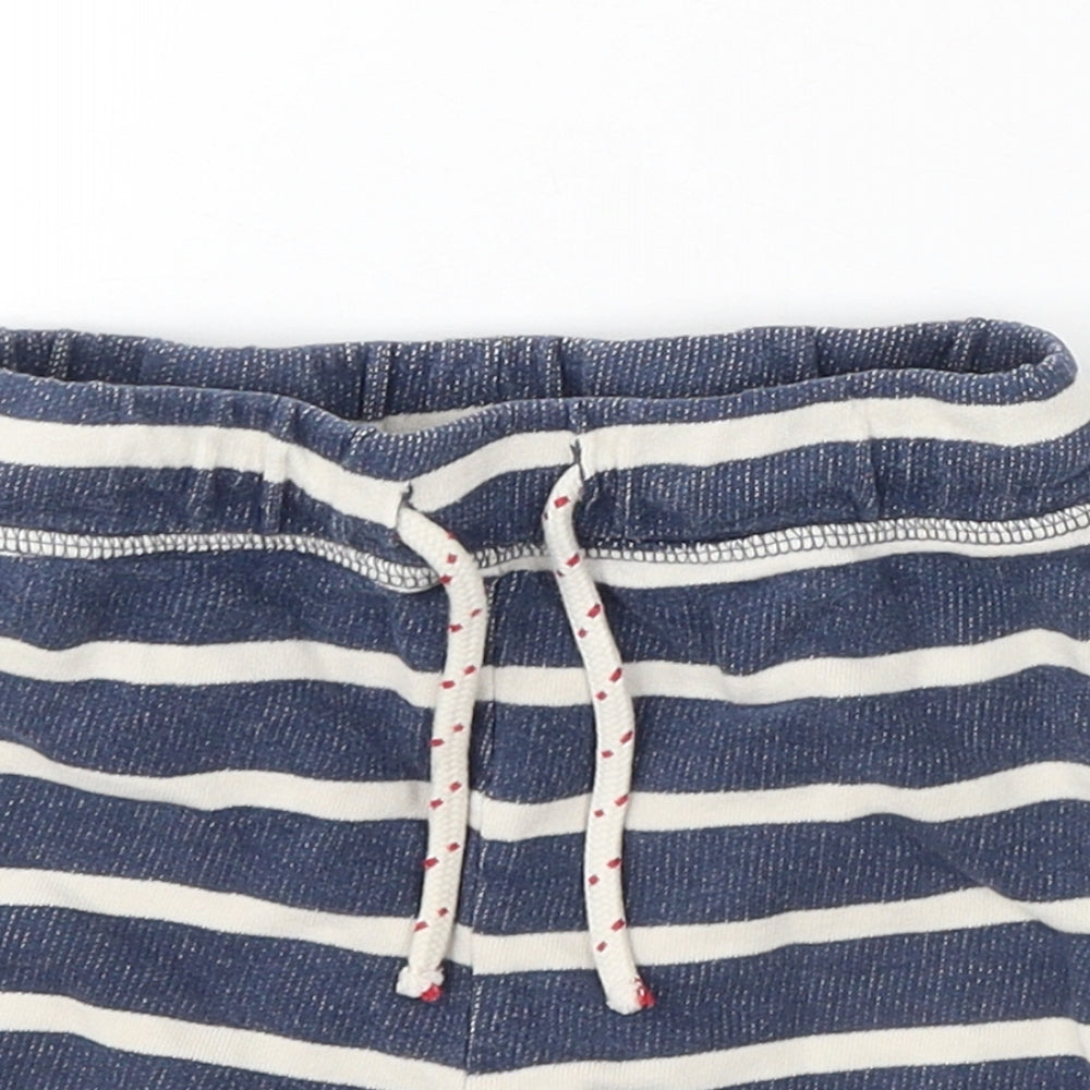 NEXT Boys Blue Striped Cotton Sweat Shorts Size 2-3 Years Regular Drawstring