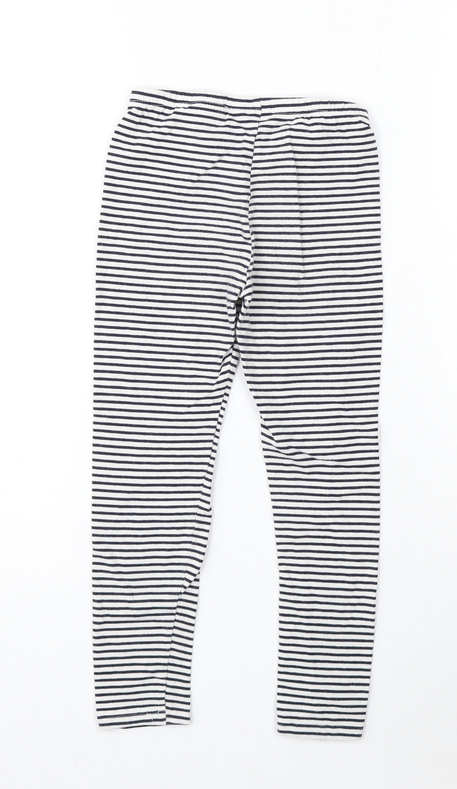 H&M Girls White Striped Cotton Jogger Trousers Size 7-8 Years Regular