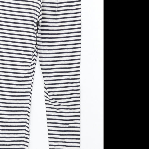 H&M Girls White Striped Cotton Jogger Trousers Size 7-8 Years Regular