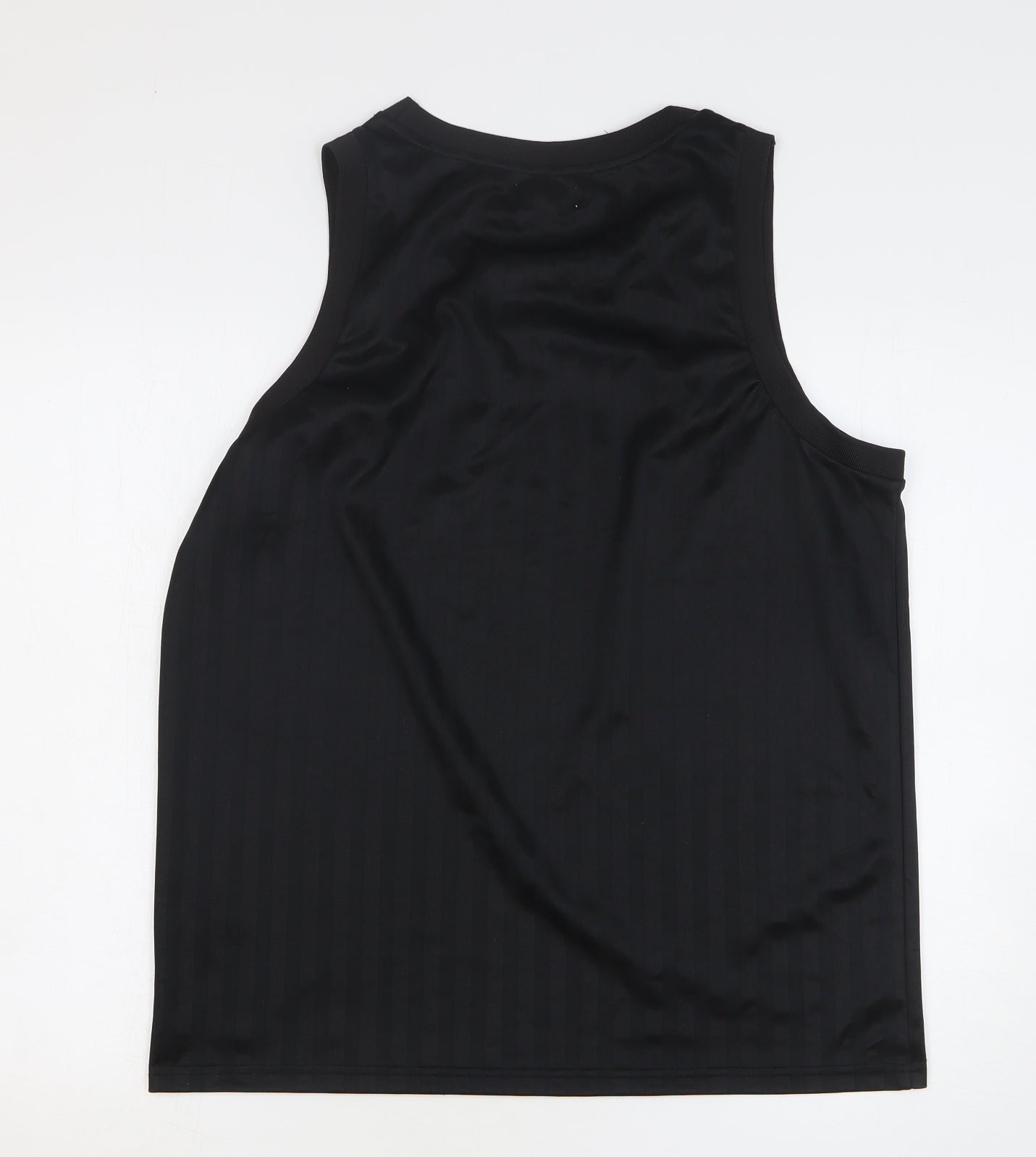 Topman Mens Black Striped Polyester Basic Tank Size M Round Neck Pullover