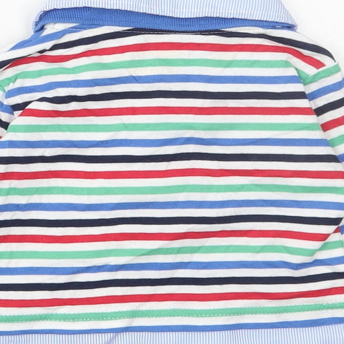 Earlydays Boys Multicoloured Striped Cotton Basic T-Shirt Size 6-9 Months Collared Button - 84