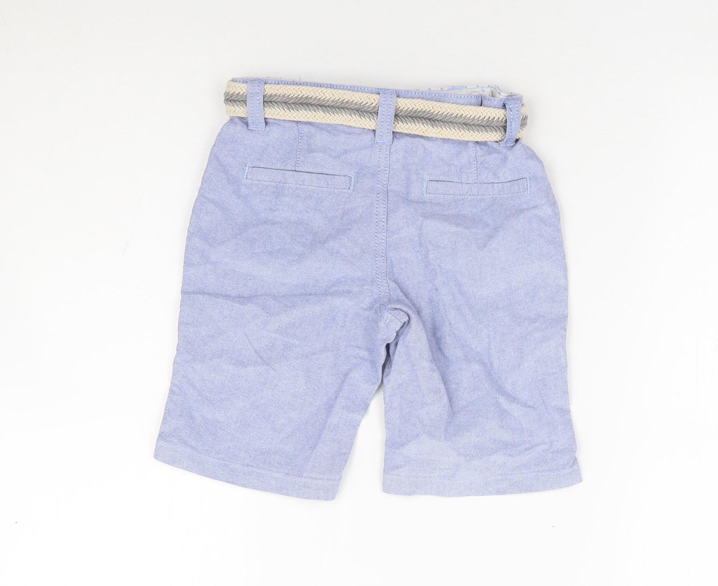 Primark Boys Blue 100% Cotton Chino Shorts Size 6-7 Years Regular Zip