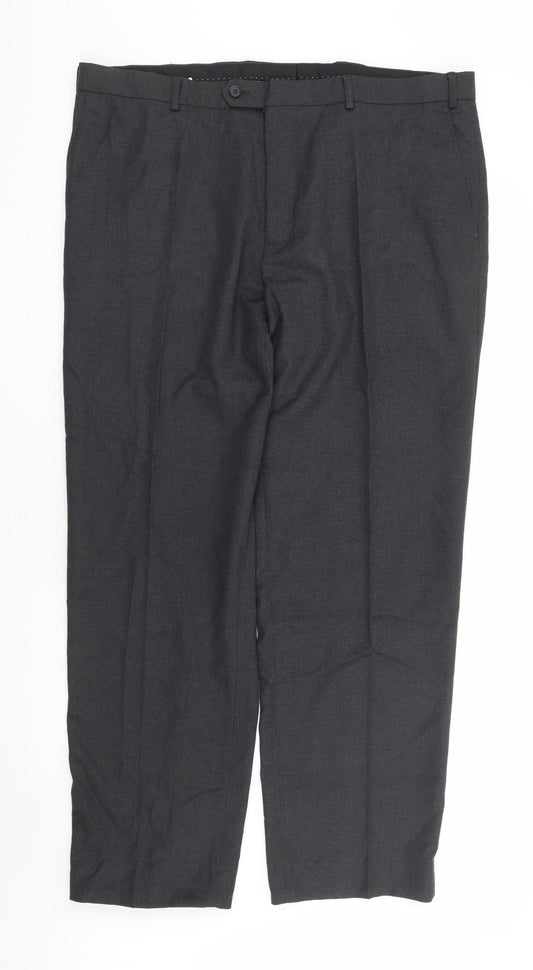 Dehavilland Mens Grey Polyester Dress Pants Trousers Size 40 in L32 in Regular Zip