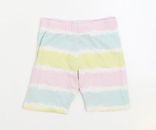 Primark Girls Multicoloured Striped Cotton Sweat Shorts Size 6-7 Years Regular - Leggings