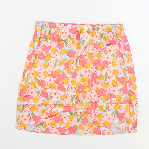 SheIn Girls Multicoloured Floral Polyester Mini Skirt Size 11-12 Years Regular Zip