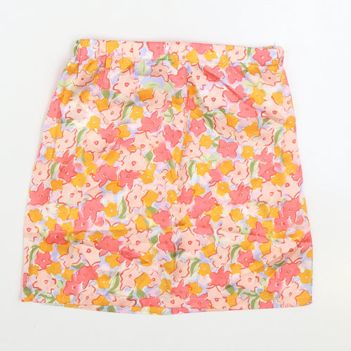 SheIn Girls Multicoloured Floral Polyester Mini Skirt Size 11-12 Years Regular Zip