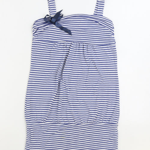 WalG Womens Blue Striped Viscose Tank Dress Size M Square Neck Pullover