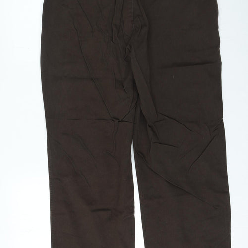 Dunnes Stores Mens Brown Cotton Trousers Size 36 in L31 in Regular Zip