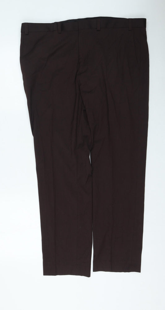 Preworn Mens Brown Polyester Trousers Size 38 in L29 in Regular Zip