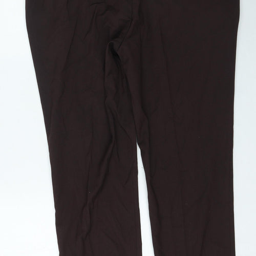 Preworn Mens Brown Polyester Trousers Size 38 in L29 in Regular Zip