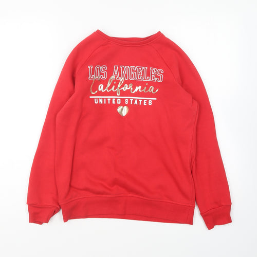Primark Girls Red Cotton Pullover Sweatshirt Size 12-13 Years Pullover - Los Angeles California