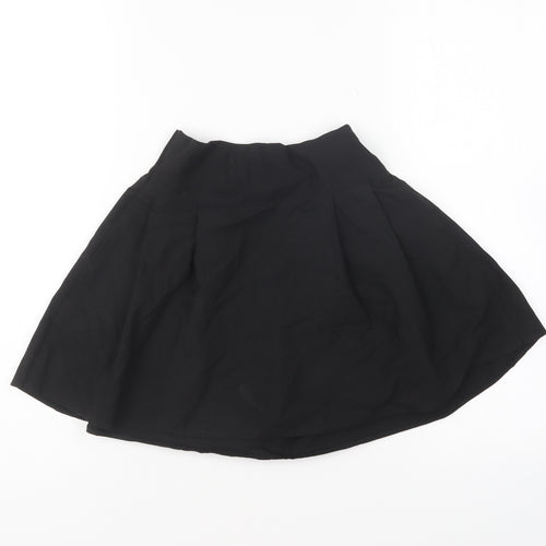 F&F Girls Black Polyester Pleated Skirt Size 7-8 Years Regular Button
