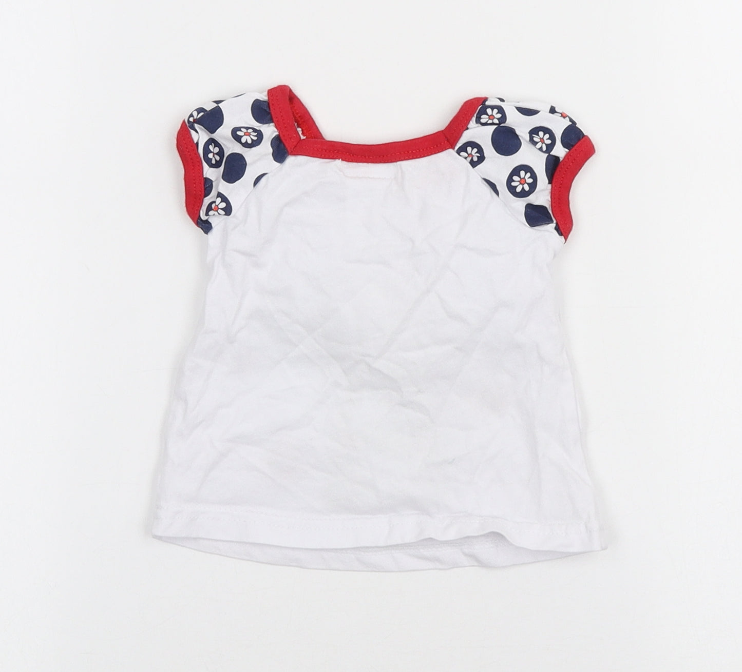 Pitter Patter Girls White Cotton Basic T-Shirt Size 12 Months Round Neck Pullover - J'adore Paris