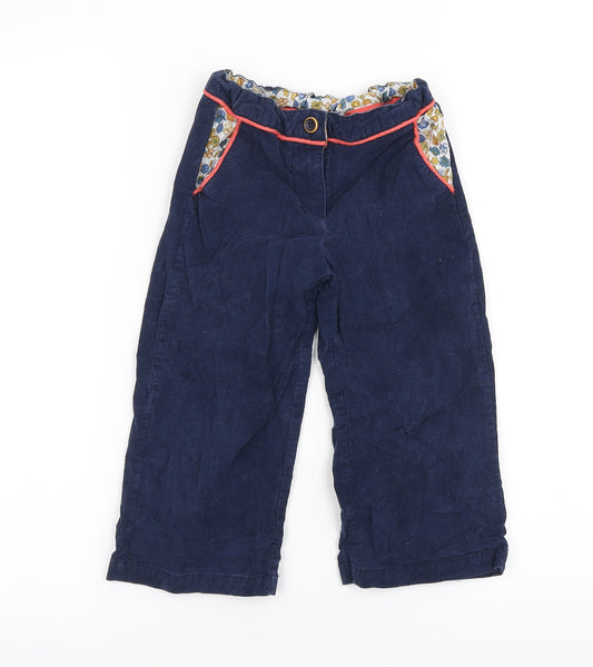 Little Lord & Lady Girls Blue Cotton Chino Trousers Size 5-6 Years Regular Button