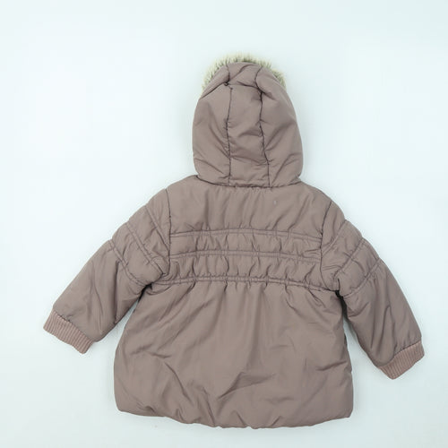 NEXT Girls Brown Puffer Jacket Coat Size 2-3 Years Zip
