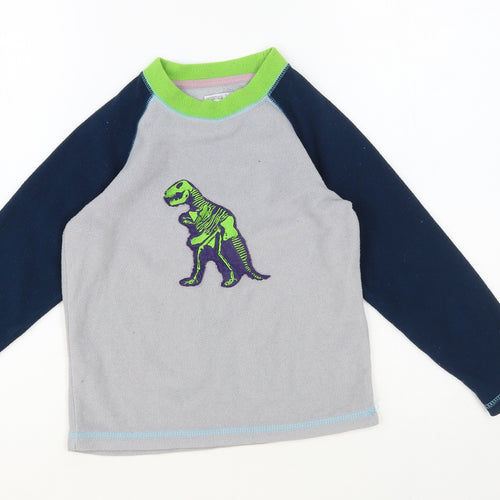 Essentials Boys Grey Colourblock Polyester Pullover Sweatshirt Size 5-6 Years Pullover - Dinosaur