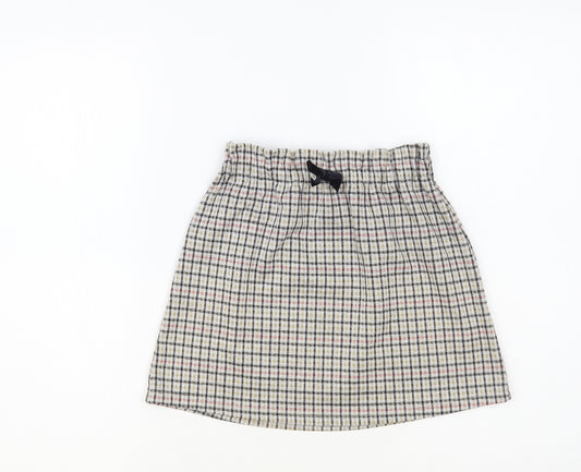 Primark Girls Grey Check Polyester A-Line Skirt Size 5-6 Years Regular Pull On