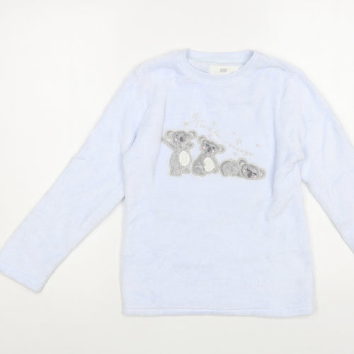 F&F Girls Blue Solid Polyester Top Lounge Set Size 8-9 Years Pullover - Koala Bear