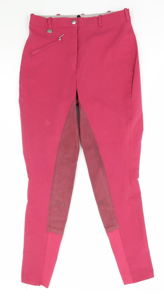 Hy Performanc Womens Pink Polyester Track Pants Trousers Size 28 in L28 in Regular Hook & Eye - Jodhpurs