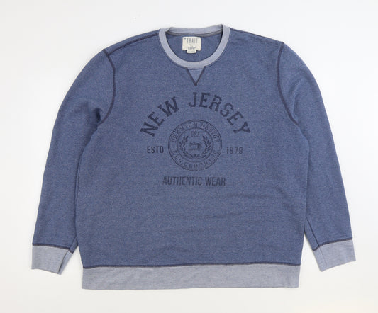 BHS Mens Blue Cotton Pullover Sweatshirt Size 2XL - New Jersey