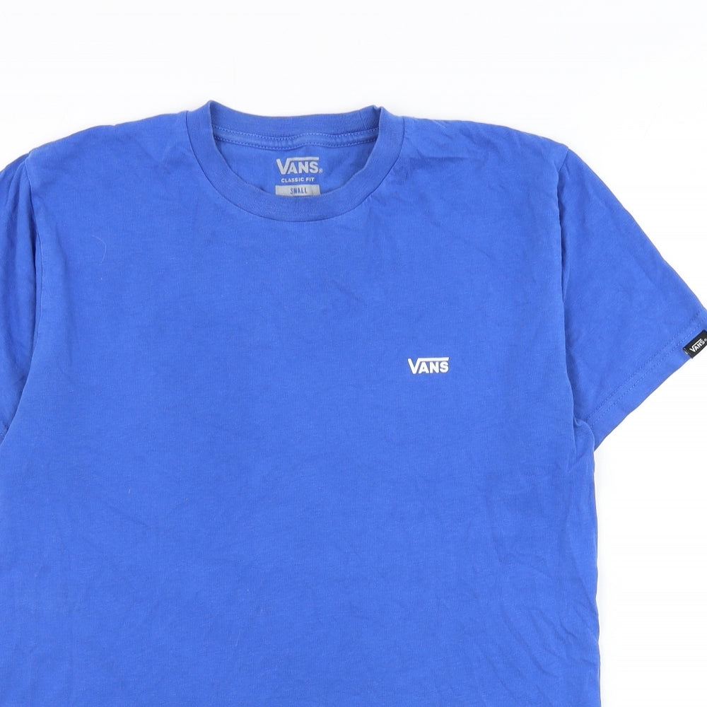 VANS Mens Blue Cotton Basic T-Shirt Size S Round Neck Pullover
