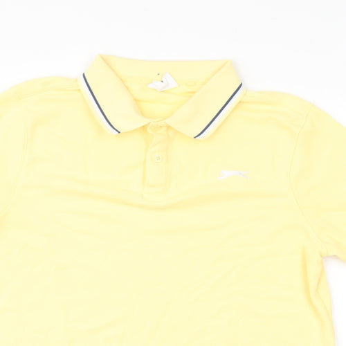 Slazenger Mens Yellow Cotton Polo Size M Collared Pullover