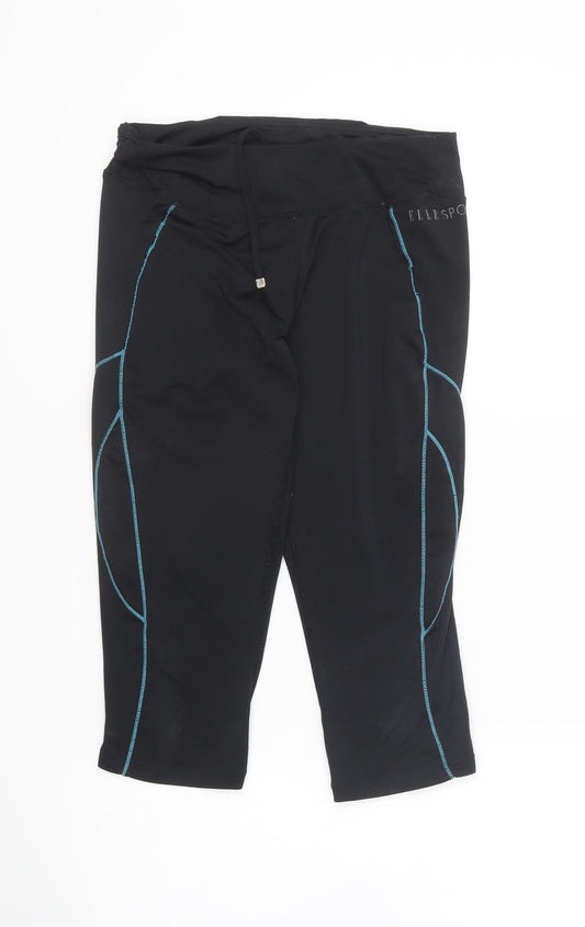 Elle Sport Womens Black Polyester Compression Leggings Size 10 L16 in Regular Pullover