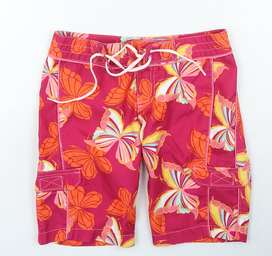 Gap Boys Pink Floral Polyester Cargo Shorts Size 8 Years Regular Drawstring - Swim Shorts