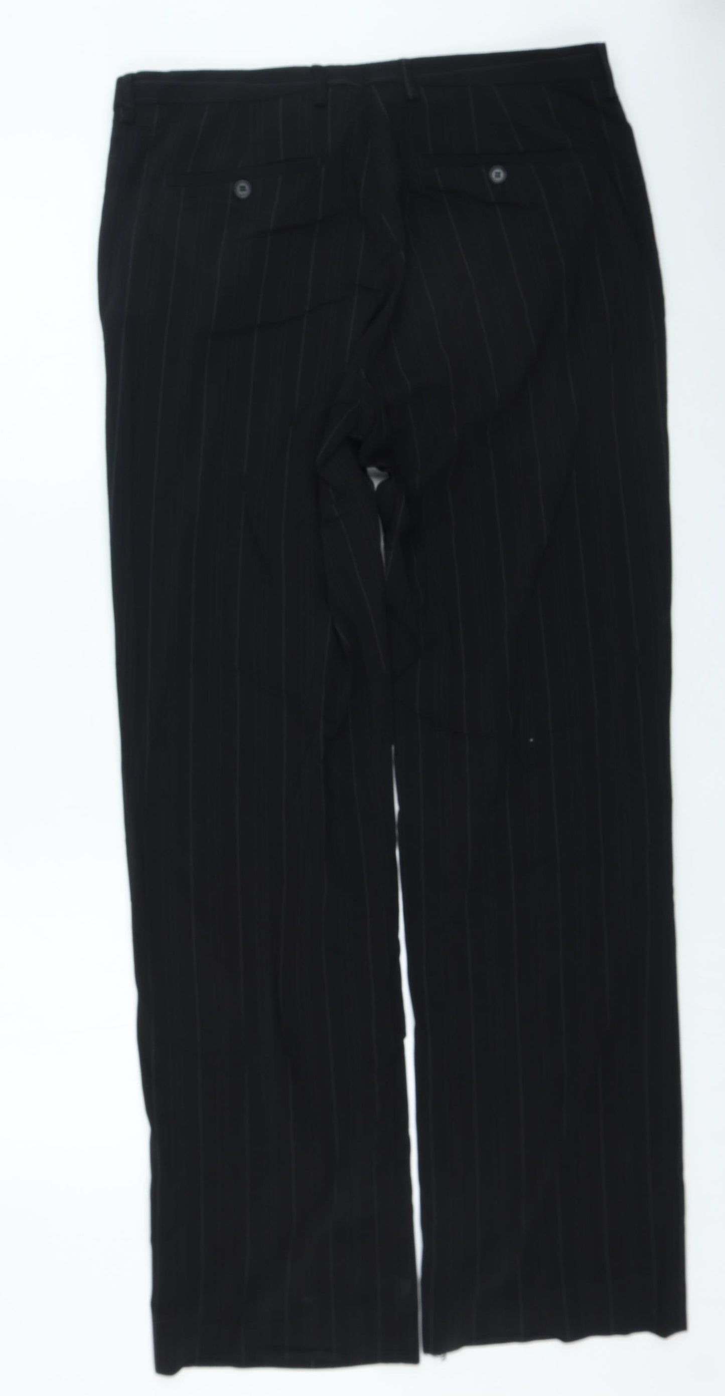 Preworn Mens Black Polyester Trousers Size 36 in L27 in Regular Zip