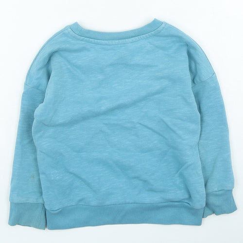 George Boys Blue Cotton Pullover Sweatshirt Size 2-3 Years Pullover - Slogan