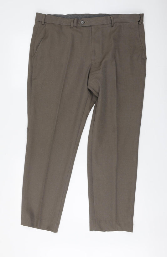 Marks and Spencer Mens Brown Polyester Chino Trousers Size 29 in L29 in Regular Button
