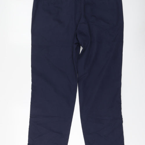 Marks and Spencer Mens Blue Cotton Chino Trousers Size 34 in L28 in Regular Button