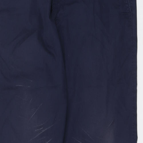 Marks and Spencer Mens Blue Cotton Chino Trousers Size 34 in L28 in Regular Button
