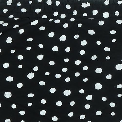 George Girls Black Polka Dot Cotton Skater Skirt Size 6-7 Years Regular Drawstring