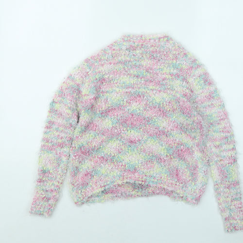 Board Angels Girls Multicoloured Round Neck Geometric Acrylic Pullover Jumper Size 5-6 Years Pullover