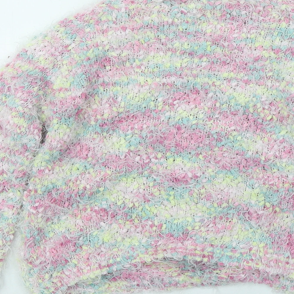 Board Angels Girls Multicoloured Round Neck Geometric Acrylic Pullover Jumper Size 5-6 Years Pullover