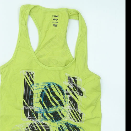 Zumba Womens Green Cotton Basic Tank Size XL Round Neck Pullover - Let Go