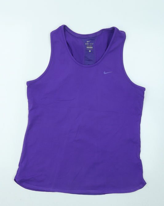 Nike Womens Purple Polyester Basic Tank Size L Round Neck Pullover