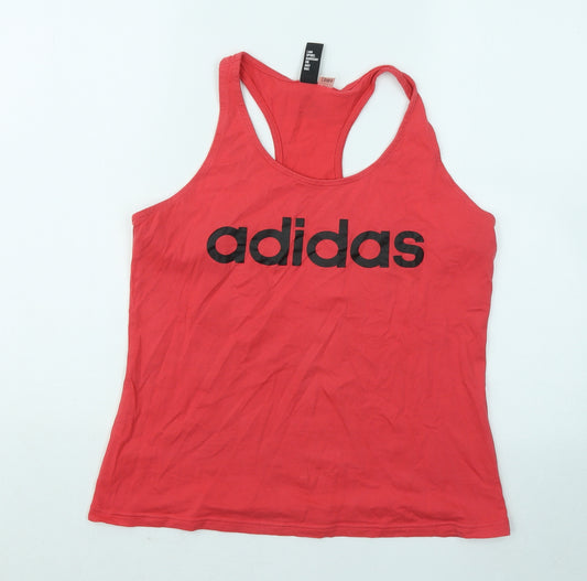 adidas Womens Red Cotton Basic Tank Size S Roll Neck Pullover