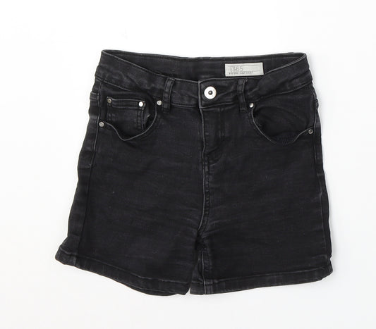 365 Denim Girls Black Cotton Bermuda Shorts Size 9-10 Years Regular Zip