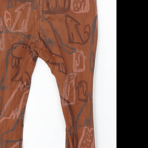 Zara Girls Brown Geometric Cotton Jogger Trousers Size 2-3 Years Regular - Cartoon Animals