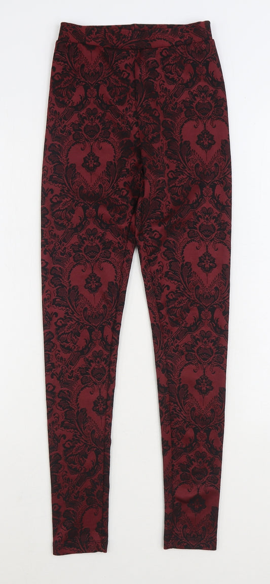 Warehouse Womens Red Geometric Polyester Jogger Leggings Size 6 L30 in