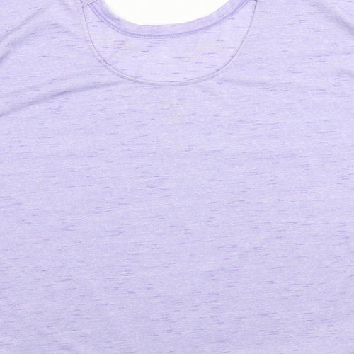 Athletic Works Womens Purple Polyester Basic T-Shirt Size 8 Scoop Neck